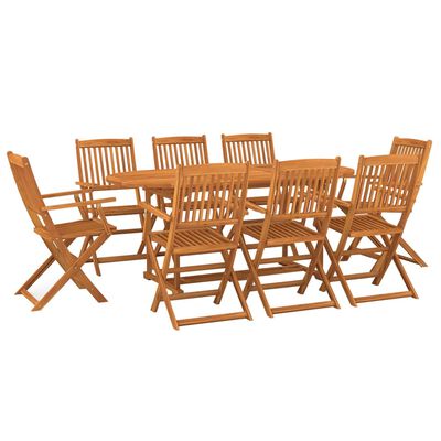 vidaXL 9 pcs conj. de jantar para jardim 180x90x75 cm acácia maciça