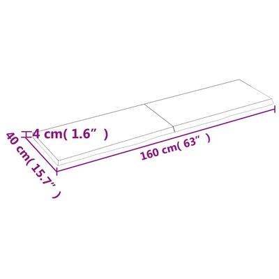 vidaXL Tampo de mesa 160x40x(2-4) cm carvalho tratado castanho-escuro