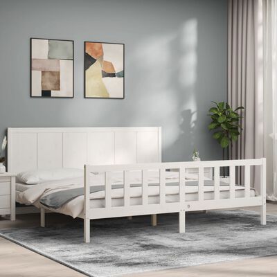 vidaXL Estrutura cama Super King Size c/ cabeceira madeira branco