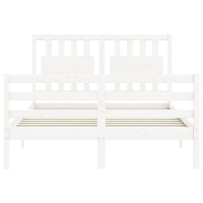 vidaXL Estrutura de cama com cabeceira 140x200cm madeira maciça branco