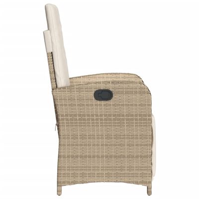 vidaXL Cadeira de jardim reclinável c/ apoio para os pés vime PE bege