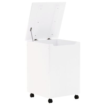 vidaXL Cesto de roupa com rodas RANA 45x45x64 cm pinho maciço branco