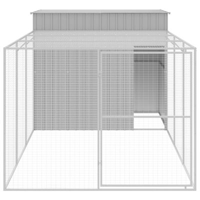 vidaXL Casota cães c/ parque 214x457x181 cm aço galvaniz. cinza-claro