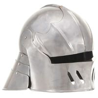 vidaXL Capacete de cavaleiro medieval réplica LARP aço prateado