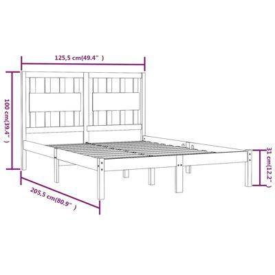 vidaXL Estrutura de cama 120x200 cm madeira de pinho maciça preto