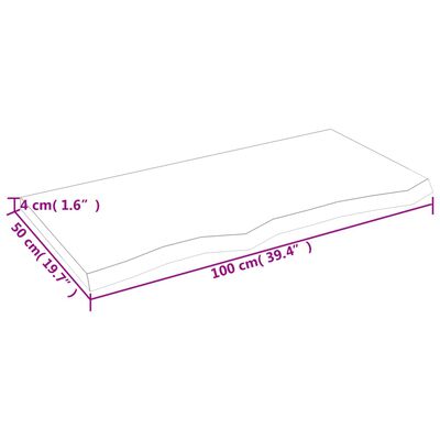 vidaXL Bancada p/ WC 100x50x(2-4)cm madeira tratada maciça castanho