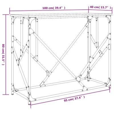 vidaXL Mesa consola 100x40x80 cm derivados de madeira preto