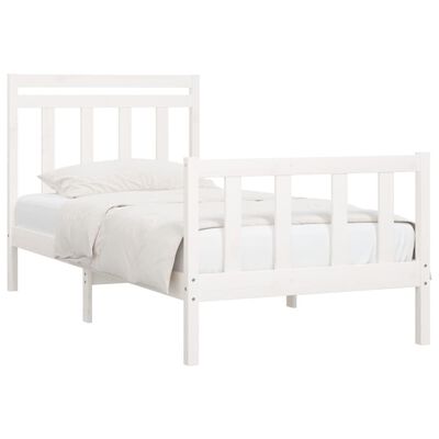 vidaXL Estrutura de cama 100x200 cm pinho maciço branco