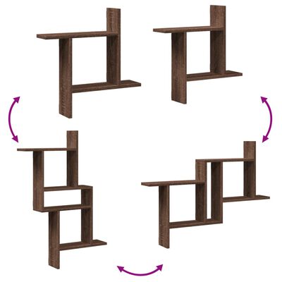 vidaXL Prateleiras parede 2 pcs derivados de madeira carvalho castanho