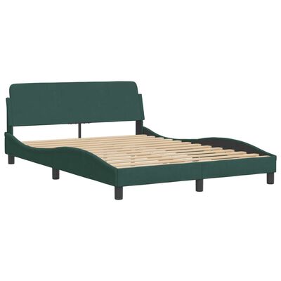 vidaXL Estrutura de cama c/ cabeceira 140x200 cm veludo verde-escuro