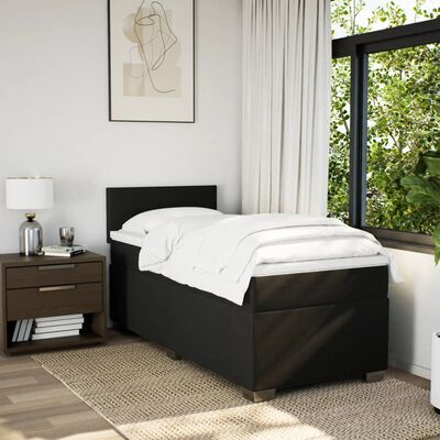 vidaXL Cama com molas/colchão 90x190 cm tecido preto