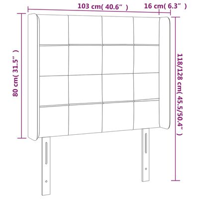 vidaXL Cabeceira de cama c/ LED veludo 103x16x118/128 cm verde-escuro