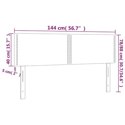 vidaXL Cabeceira de cama 2 pcs tecido 72x5x78/88 cm cinzento-claro