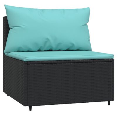 vidaXL 3 pcs conjunto lounge de jardim c/ almofadões vime PE preto