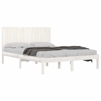 vidaXL Estrutura de cama king 150x200 cm madeira maciça branco