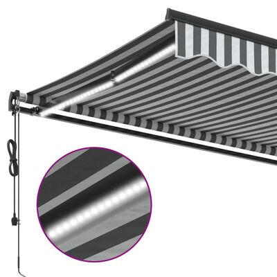 vidaXL Toldo retrátil automático com LEDs 400x350 cm antracite/branco