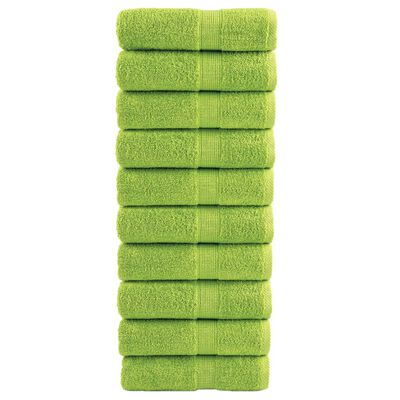 vidaXL Toalhas mãos premium SOLUND 10 pcs 30x30cm 600 g/m2 verde maça