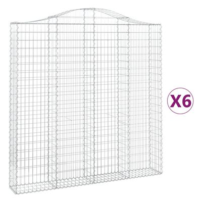 vidaXL Cestos gabião arqueados 6pcs 200x30x200/220cm ferro galvanizado