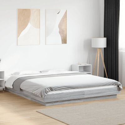 vidaXL Estrutura de cama 160x200 cm derivados de madeira cinza sonoma