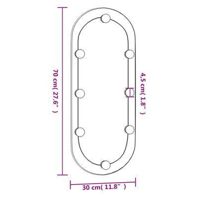 vidaXL Espelho de parede oval com luzes LED 30x70 cm vidro