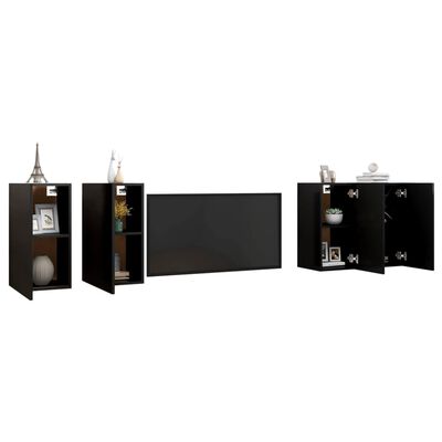vidaXL Móveis de TV 4 pcs 30,5x30x60 cm derivados de madeira preto