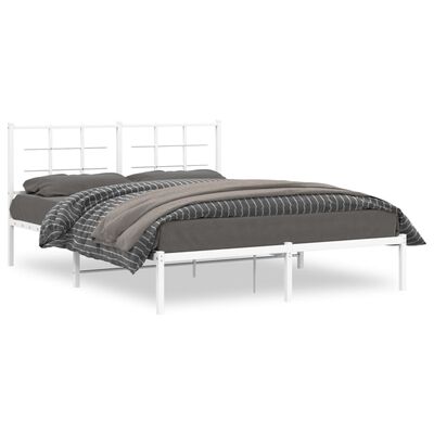 vidaXL Estrutura de cama com cabeceira 160x200 cm metal branco