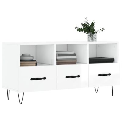 vidaXL Móvel para TV 102x36x50 cm derivados madeira branco brilhante