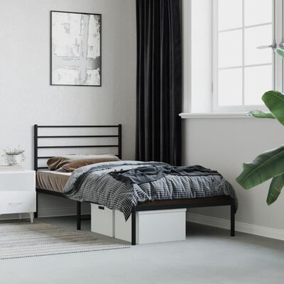 vidaXL Estrutura de cama com cabeceira 100x200 cm metal preto