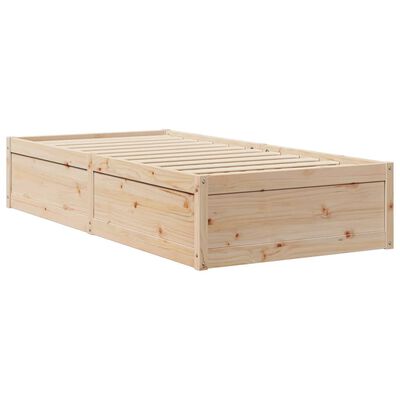 vidaXL Cama sem colchão 75x190 cm madeira de pinho maciça