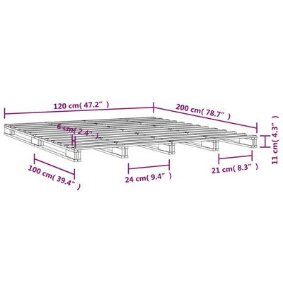 vidaXL Cama de paletes 120x200 cm pinho maciço branco