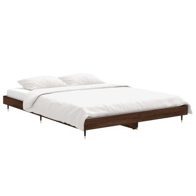 vidaXL Estrutura de cama 135x190cm derivados madeira carvalho castanho