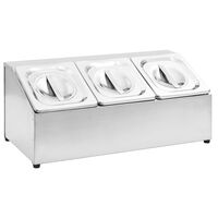 vidaXL Suporte gastronorm c/ 3 recipientes GN 1/6 aço inoxidável