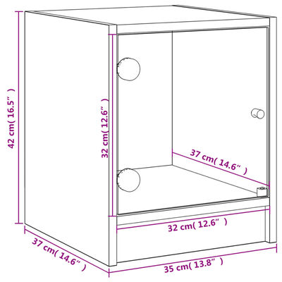 vidaXL Mesas de cabeceira c/ portas de vidro 2 pcs 35x37x42 cm preto