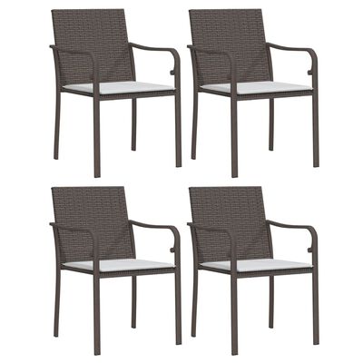 vidaXL 5 pcs conjunto de jantar p/ jardim c/ almofadões vime PE e aço