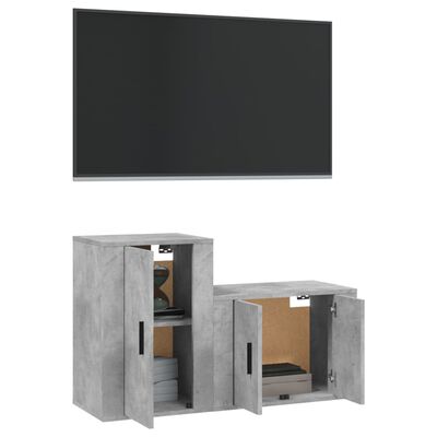 vidaXL 2 pcs conjunto móveis de TV derivados de madeira cinza cimento
