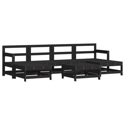 vidaXL 7 pcs conjunto lounge de jardim pinho maciço preto