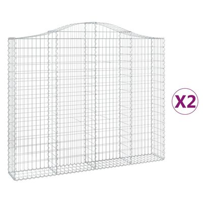 vidaXL Cestos gabião arqueados 2pcs 200x30x160/180cm ferro galvanizado