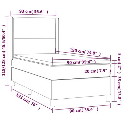 vidaXL Cama com molas/colchão 90x190 cm veludo verde-escuro