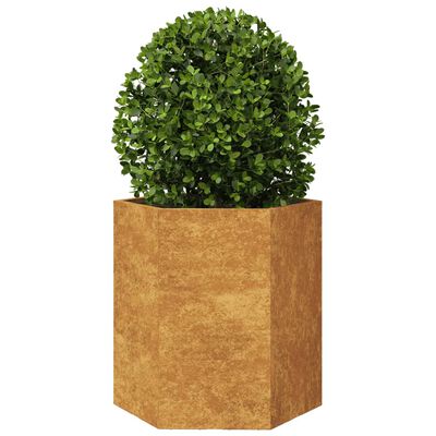 vidaXL Vaso/floreira de jardim hexagonal 46x40x45 cm aço corten