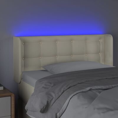 vidaXL Cabeceira de cama c/ LED 83x16x78/88 cm couro artificial crème