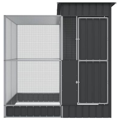 vidaXL Aviário com extensão 209x203x216 cm aço prateado