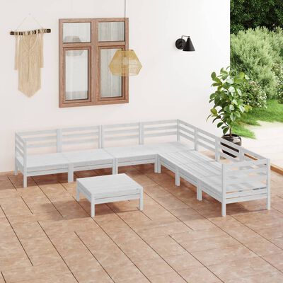 vidaXL 8 pcs conjunto lounge de jardim pinho maciço branco