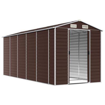 vidaXL Abrigo de jardim 191x470x198 cm aço galvanizado castanho