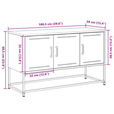 vidaXL Móvel de TV 100,5x39x60,5 aço verde azeitona