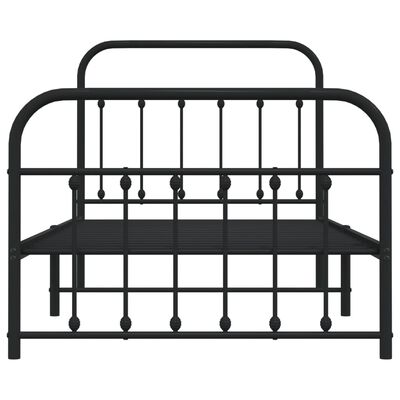 vidaXL Estrutura de cama com cabeceira e pés 100x190 cm metal preto