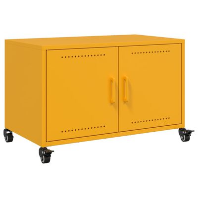 vidaXL Móvel de TV 68x39x43,5 cm aço amarelo mostarda