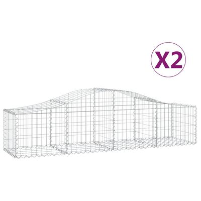 vidaXL Cestos gabião arqueados 2 pcs 200x50x40/60 cm ferro galvanizado