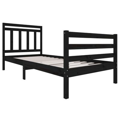 vidaXL Estrutura de cama 90x200 cm madeira maciça preto