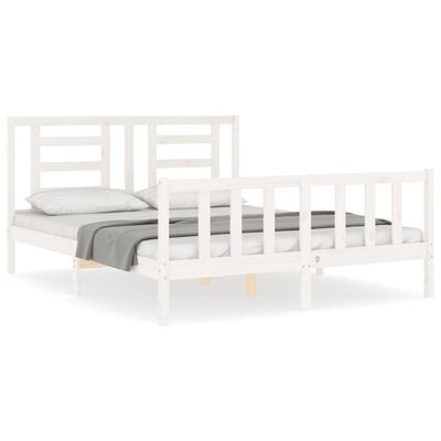 vidaXL Estrutura de cama com cabeceira 160x200 cm madeira maciça