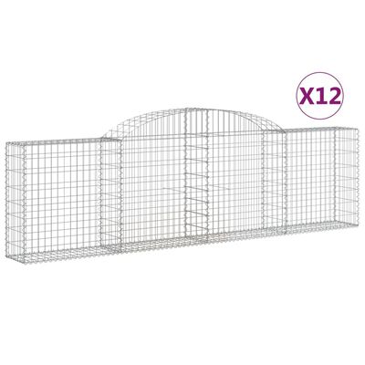 vidaXL Cestos gabião arqueados 12pcs 300x30x80/100cm ferro galvanizado